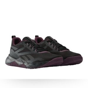 Reebok Women's Black and Dark Purple Sneakers